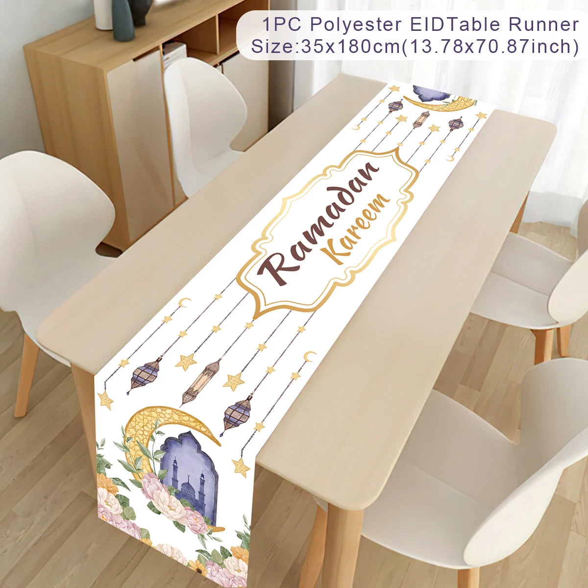 Chemin de Table pour Décoration du Ramadan en Polyester